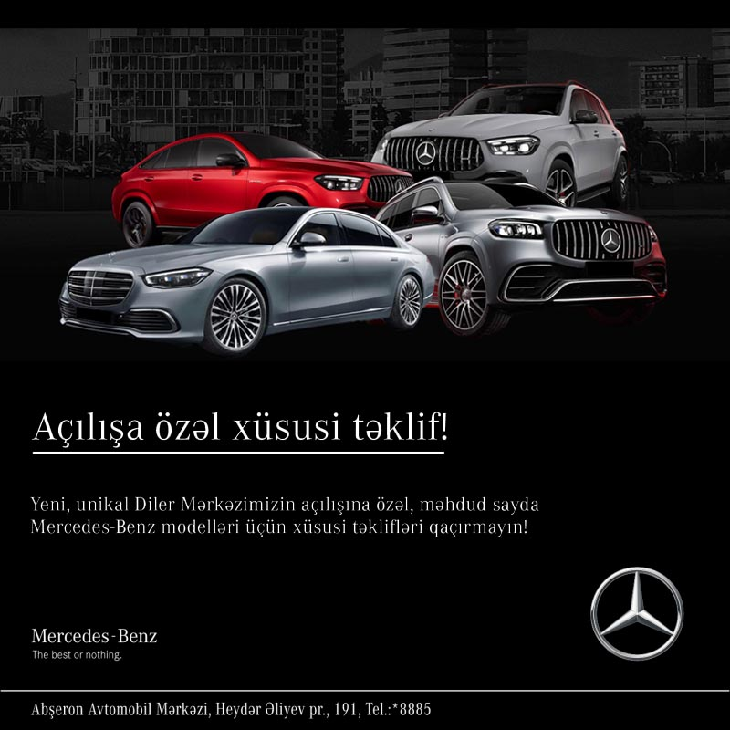 Mercedes-Benz S-Class, GLE, GLE Coupe və GLS modellərinə sahib olmaq istəyənlərə özəl olaraq Abşeron Avtomobil Mərkəzindən xüsusi təkliflər var! 